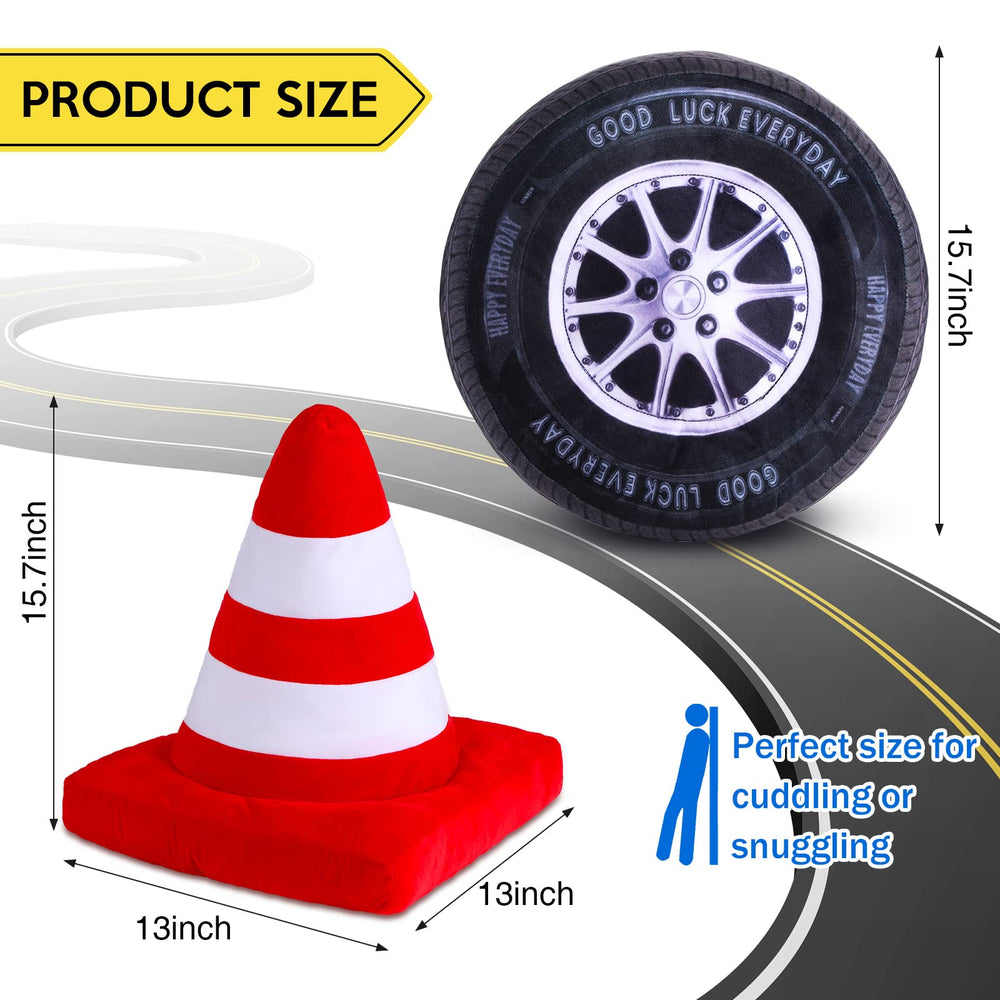 Woanger traffic cone plush pillow brings whimsical car-themed flair and comfort.