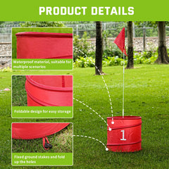 WodGod flag poles and tees enabling quick mini golf courses.