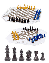 WodGod leather chess board, double-sided for flexible 3- or 4-player play