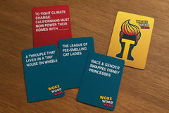 Woke Word Wars players laugh as a round unfolds, ideal for a party night.