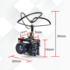 Wolfwhoop WT03 camera top view highlighting slim profile for micro drones
