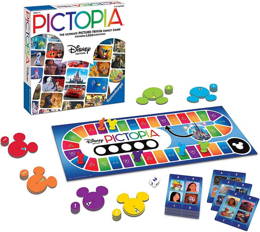 Wonder Forge Pictopia Disney Edition game board with colorful spaces for family trivia