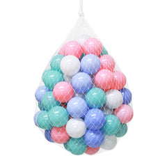 Wonder Space Soft Pit Balls pastel mix shown for gentle toddler play indoors.