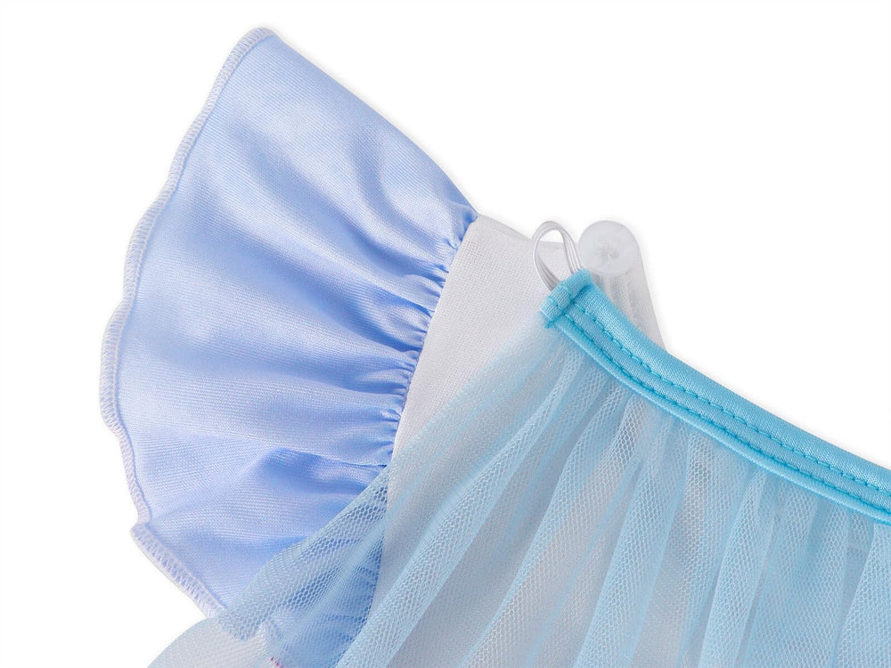 WonderBabe Snow Princess dress close-up shows vibrant 3D print details.