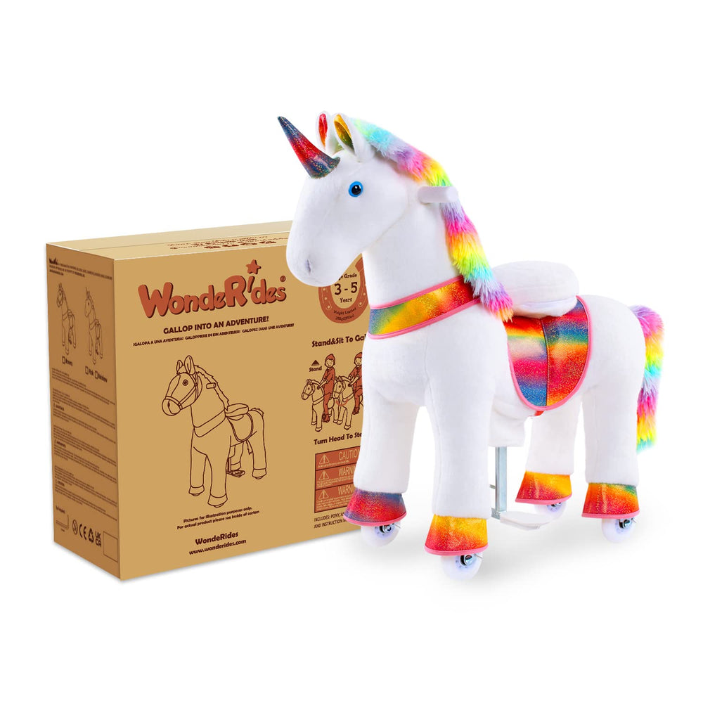WondeRides ride-on unicorn gift-packaging ready for gifting occasions.