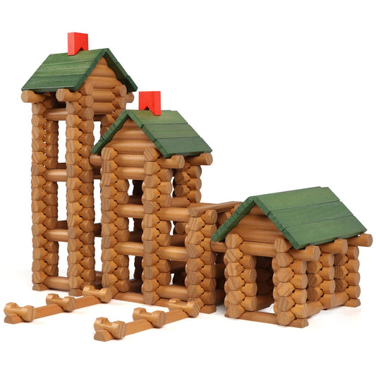 Wondertoys 328-piece wooden logs set for creative building and durable family play