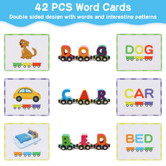 Wondertoys Alphabet Train Cars connected for longer trains