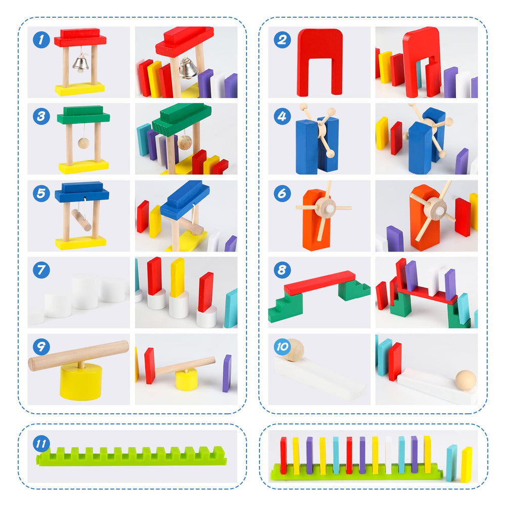 Wondertoys colorful dominoes in ten colors invite sorting activities.