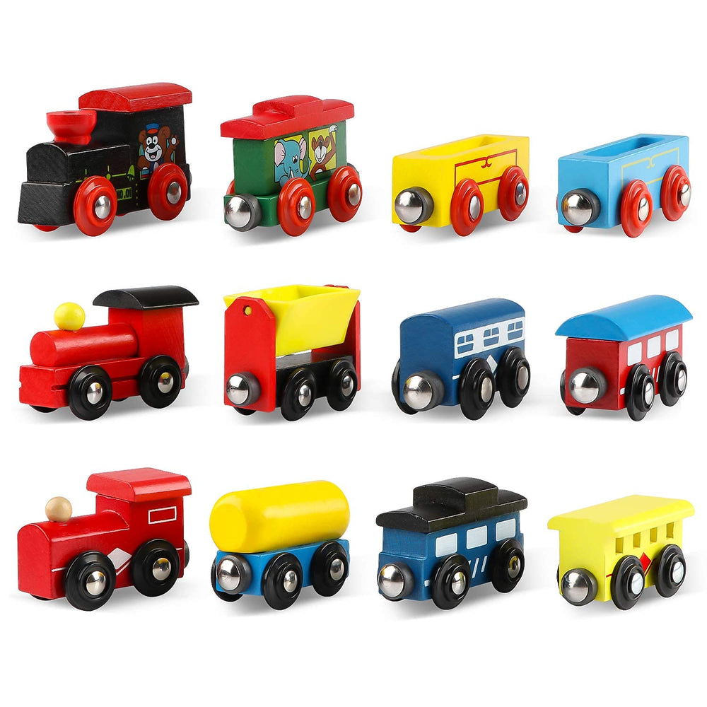 Wondertoys magnetic engines 3-pack connects easily for longer trains.