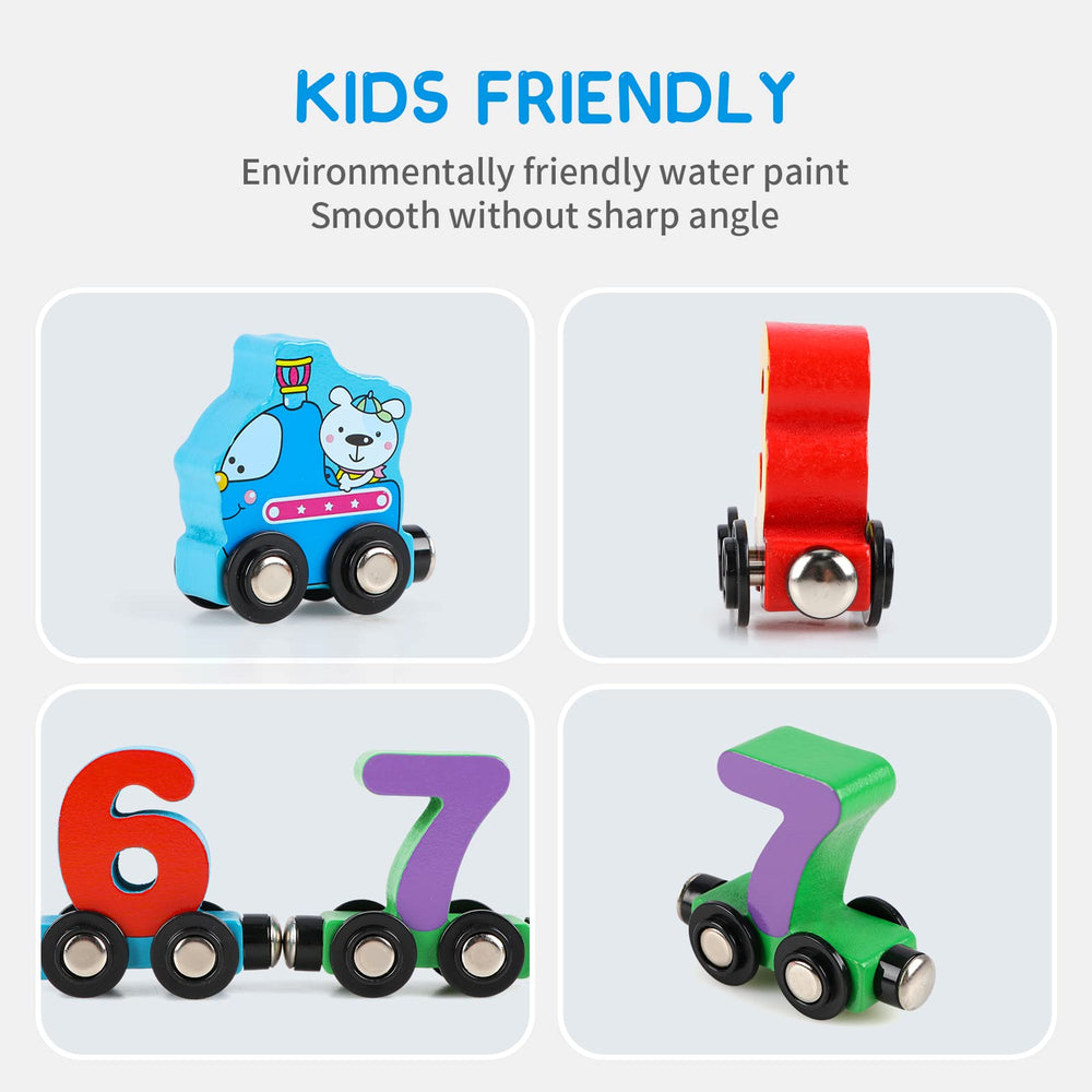 Wondertoys number train car 2 illustrating sliding wheels in action
