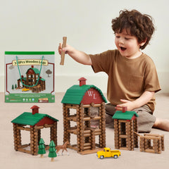 Wondertoys safe wooden logs with rounded edges ensure non-toxic, child-friendly play.