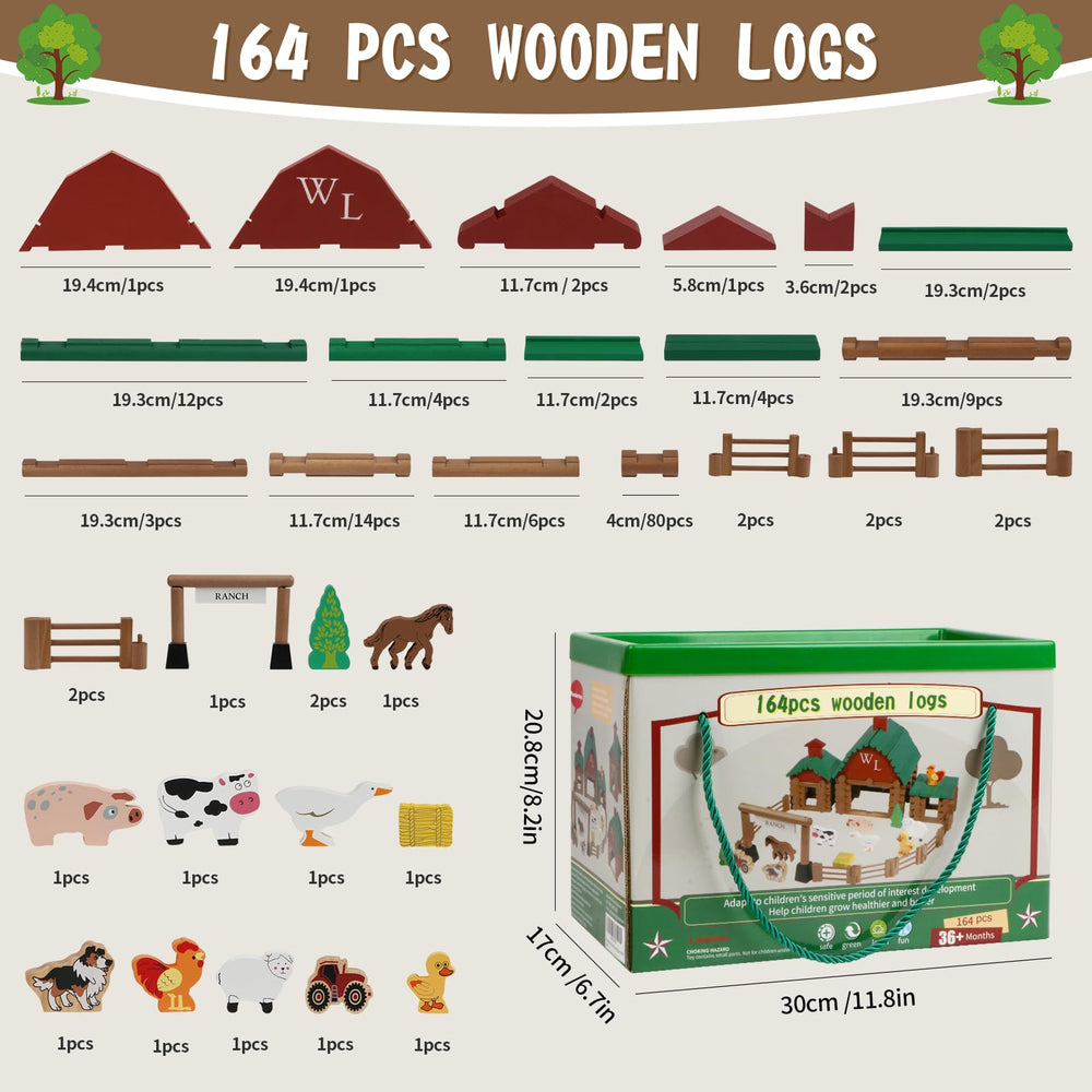 Wondertoys Ranch wooden log set step by step instructions aid learning