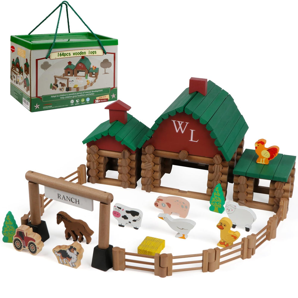 Wondertoys Ranch wooden log set sturdy edges ensure safe play