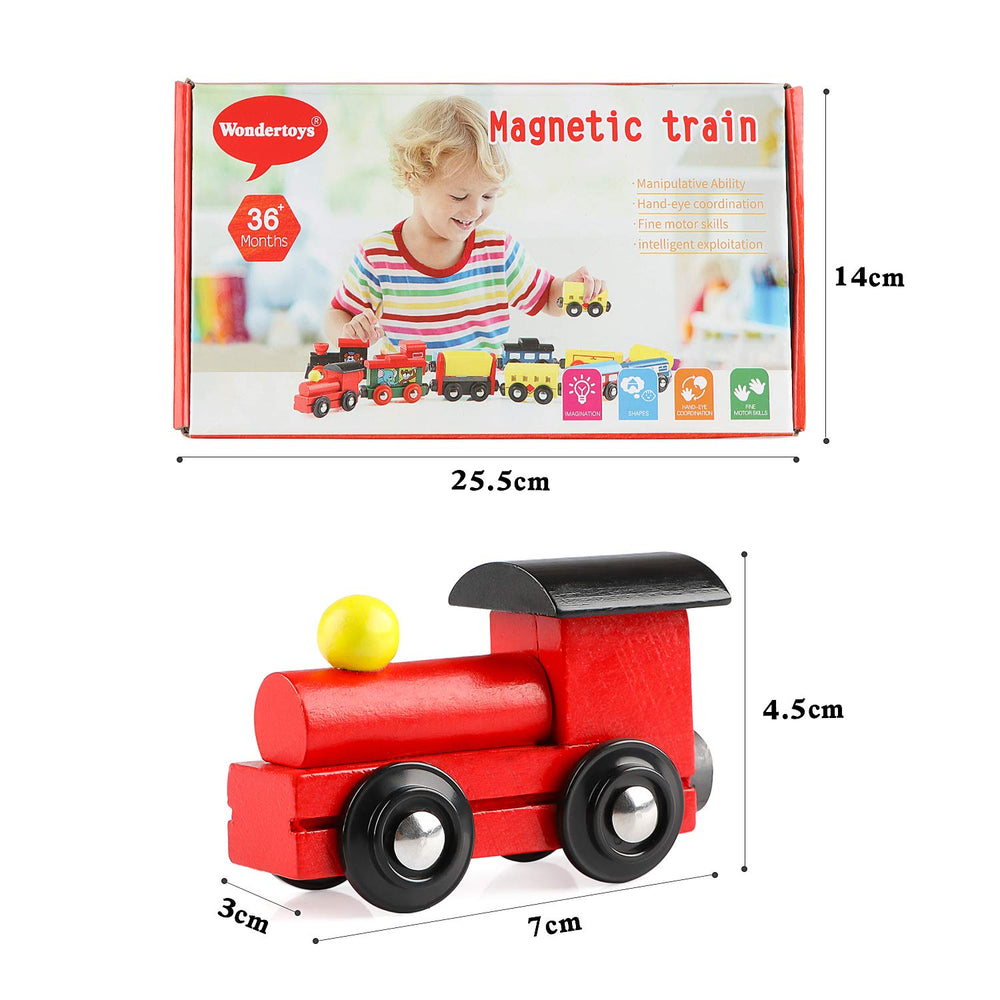 Wondertoys magnetic cargo load showcases strong magnets for reliable train connections.