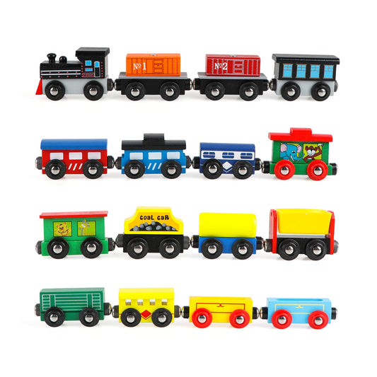 Wondertoys wooden train engines: sturdy, safe play for toddlers.