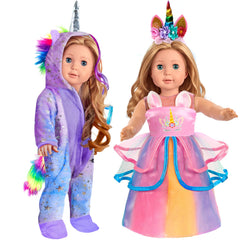 WONDOLL 18-inch unicorn pajamas set for imaginative doll play