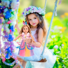 WONDOLL dress detail shows soft fabric and secure accessories for comfy play.