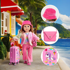 WONDOLL pink hat to enhance travel-ready doll looks