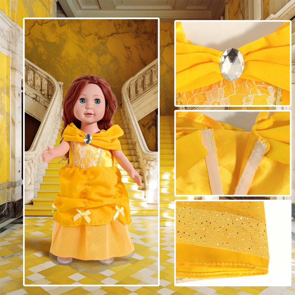 WONDOLL six-dress display with elastic seams enabling easy changing.