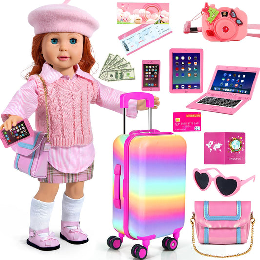 WONDOLL travel suitcase exterior with wheels for pretend trips