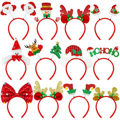 Wondrus Christmas headbands bulk with Santa hat topper, ideal for festive photos.