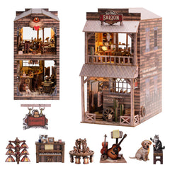 Wondyland Book Nook Old Town Saloon interior scene adds nostalgic Western charm on your desk