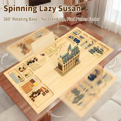Wood City Baseplate Table trays for organization keep tiny pieces easy to find.