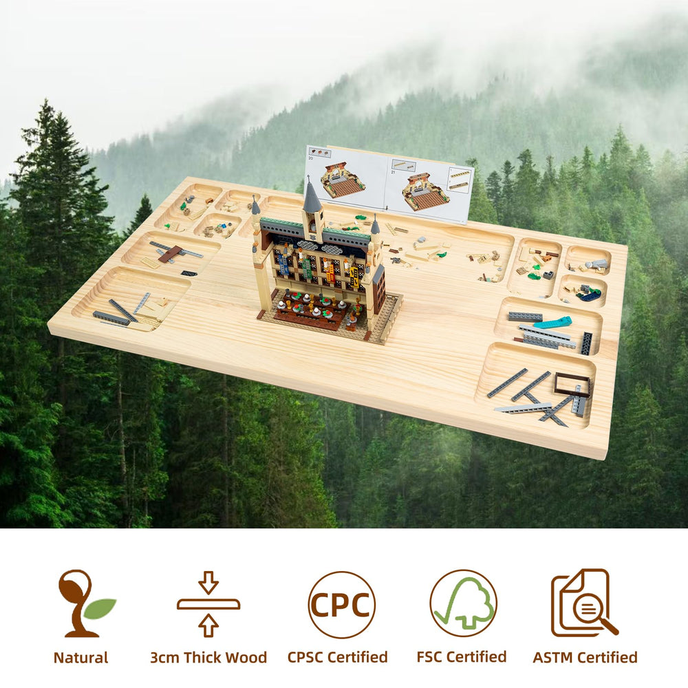 WOOD CITY baseplate table made from pine wood with a natural, sturdy build.