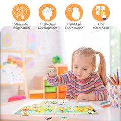 Wood City knob puzzle pieces feature easy-grasp handles for tiny hands.