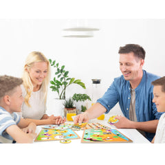 Wood City puzzle rack display helps maintain a tidy playroom setup.