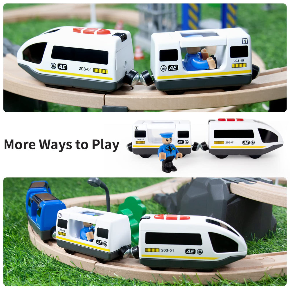 WOOD CITY safety-tested, durable train designed for toddlers' play.