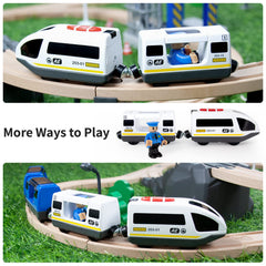 WOOD CITY safety-tested, durable train designed for toddlers' play.