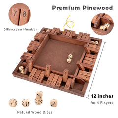 WOOD CITY Shut The Box 4-player setup enabling group play and social fun.