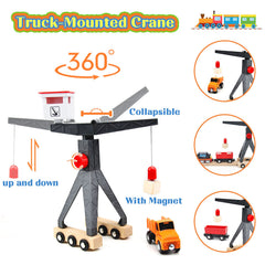 WOOD CITY Wooden Train Set magnets and rotary device spark hands-on exploration.