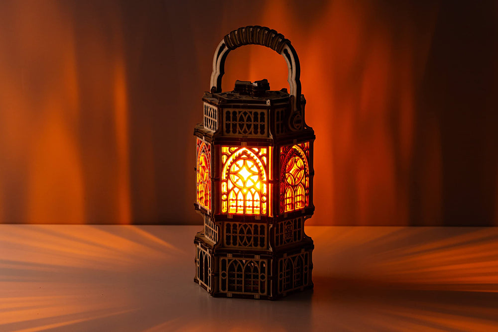 Wood Trick antique lantern desk display ready to admire