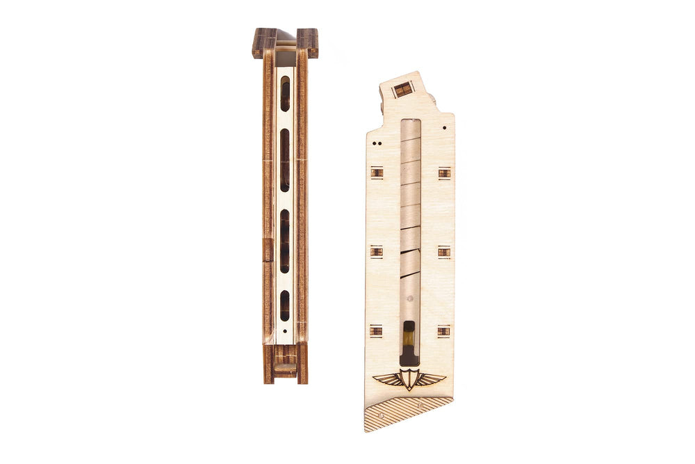Wood Trick Defenders Gun compact dimensions 9.45 x 1.34 x 4.92 inches for display