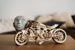 Wood Trick motorcycle wheels rotating demonstration for authentic motion.