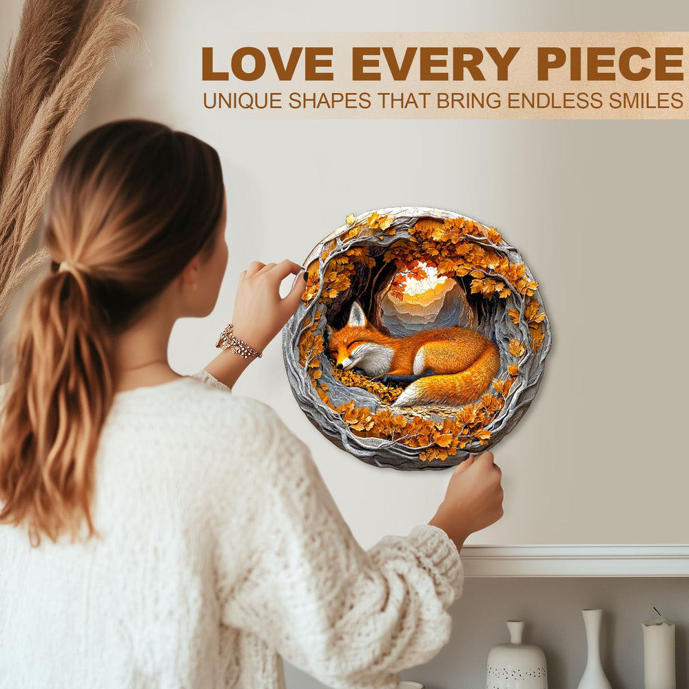 WoodBests Fox Puzzle pieces spread illustrate varied shapes for mindful challenge