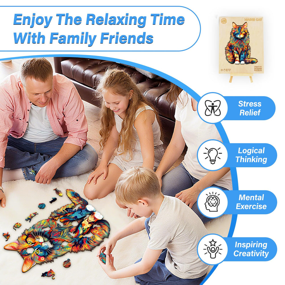 WOODBESTS Maine Coon puzzle color-splash art engages visuals to spark imagination