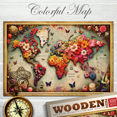 WOODEN.CITY Colorful Map puzzle laid out on table ready to solve