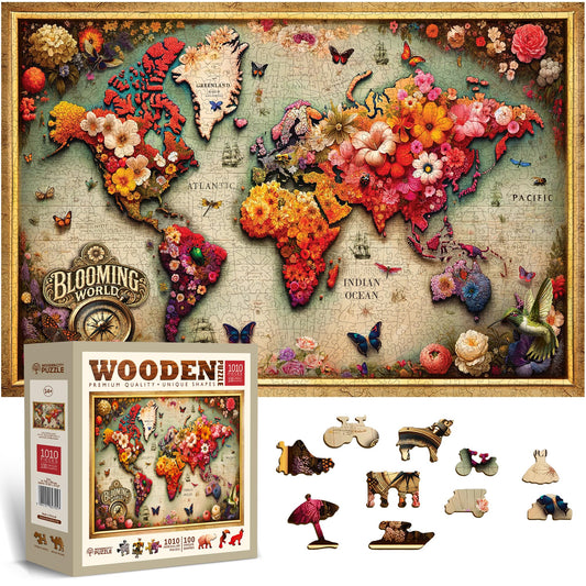 WOODEN.CITY Colorful Map 1000-piece puzzle displayed on table for family night