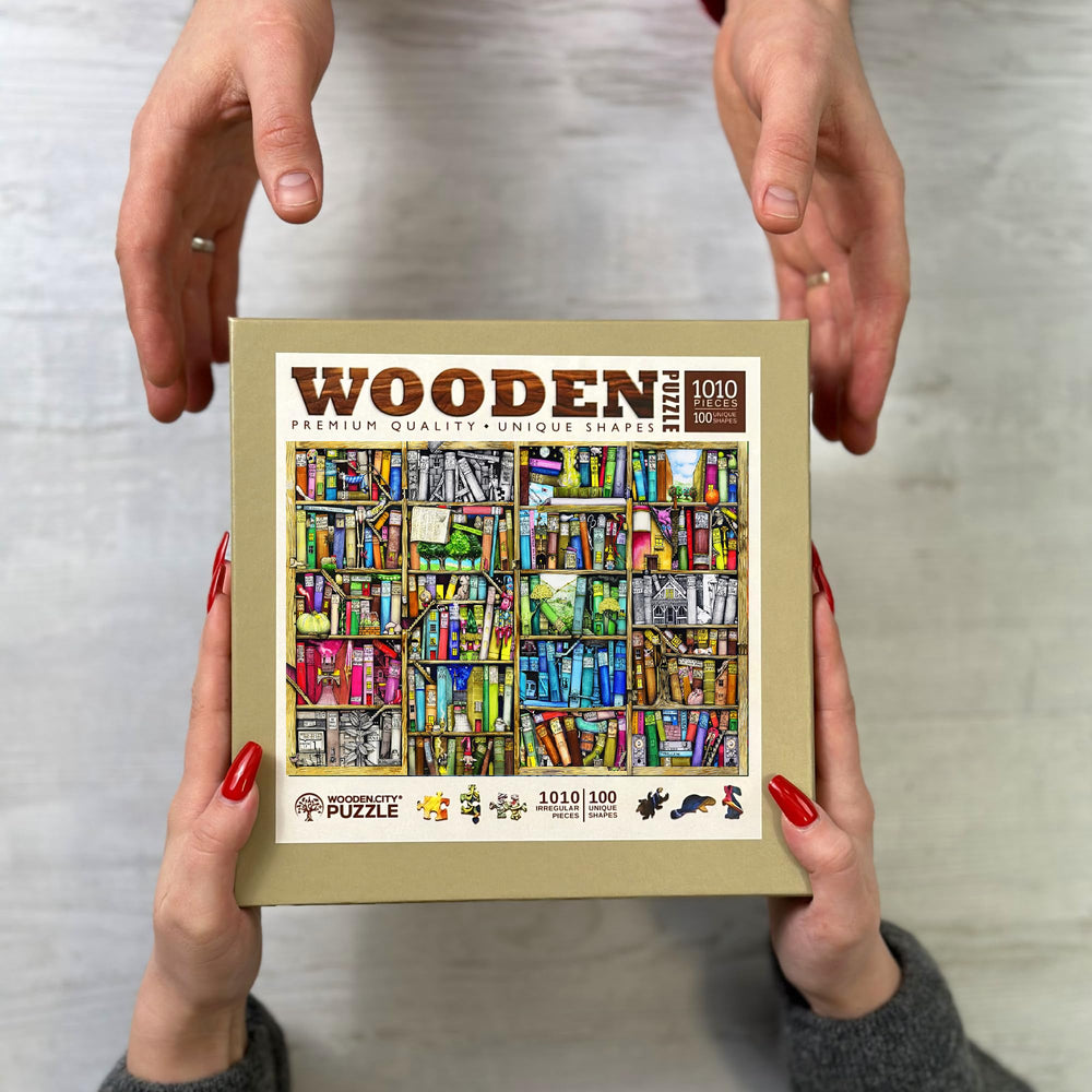 Wooden.City Puzzle dimensions 20.4 by 14.8 inches fit standard display spaces