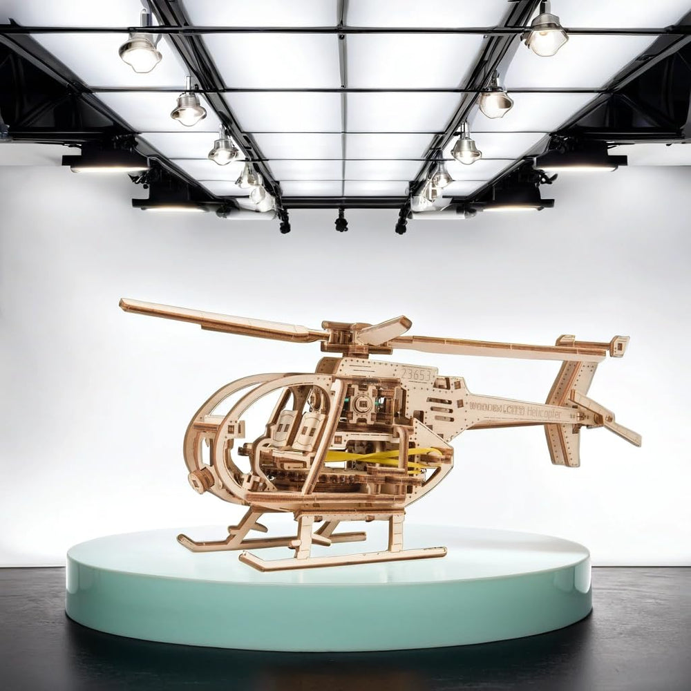 WOODEN.CITY Helicopter 3D model wood detail showcases birch construction.