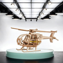 WOODEN.CITY Helicopter 3D model wood detail showcases birch construction.