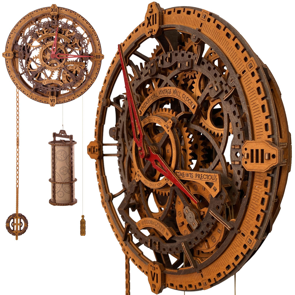 WOODEN.CITY steampunk clock face shows intricate design for bold wall decor