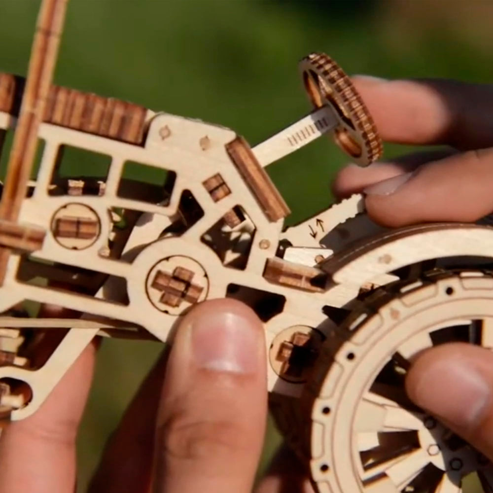 WOODEN.CITY Tractor 3D puzzle pieces laid out show precise laser-cut birch sheets for precise assembly