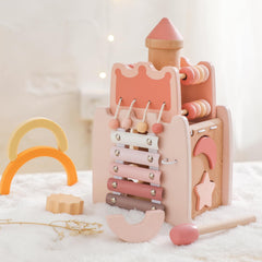 Wooden Teether compact cube serves as a portable travel toy for kids