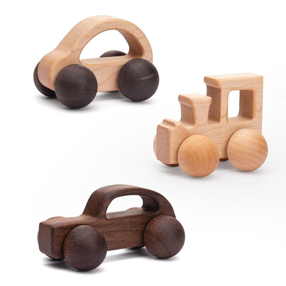 Wooden Teether three-vehicle-set for safe, engaging play for babies