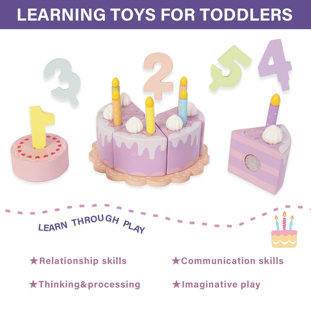 WoodenEdu colorful number cakes for counting and basic fractions practice.