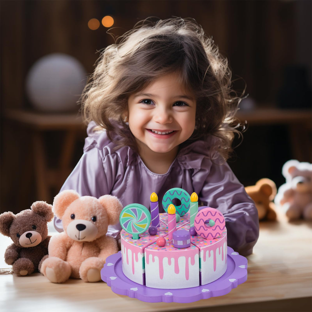 WoodenEdu gift-ready cake playset perfect for 2-5 year olds